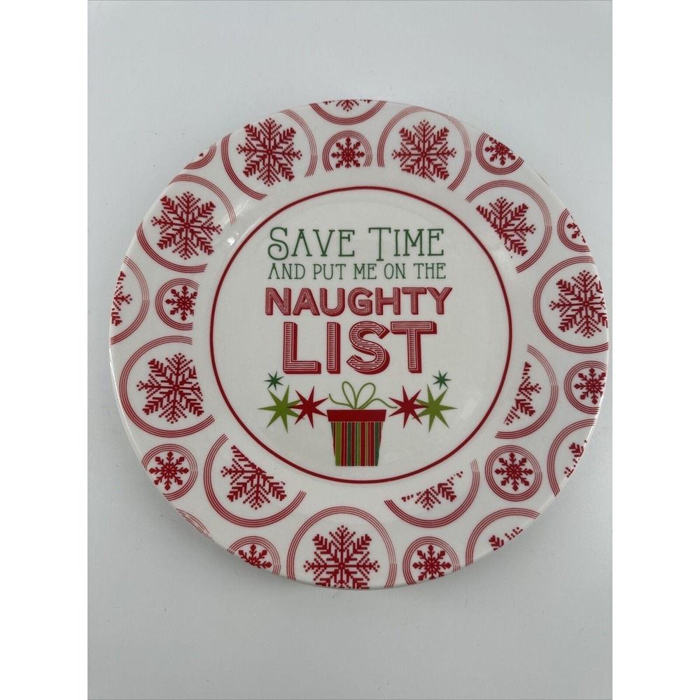 Christmas Plate Decorative Save Time And Put Me On‎ The Naughty List 9.5" Wide